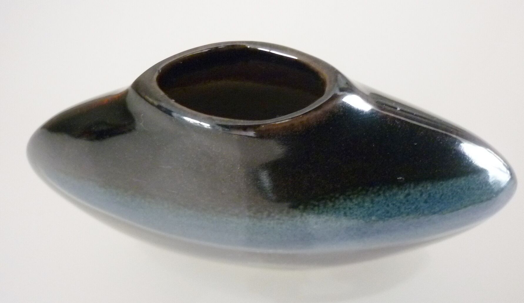Enamelled ceramic design lens vase, 70s, Benoit Montreau Pour Virebent