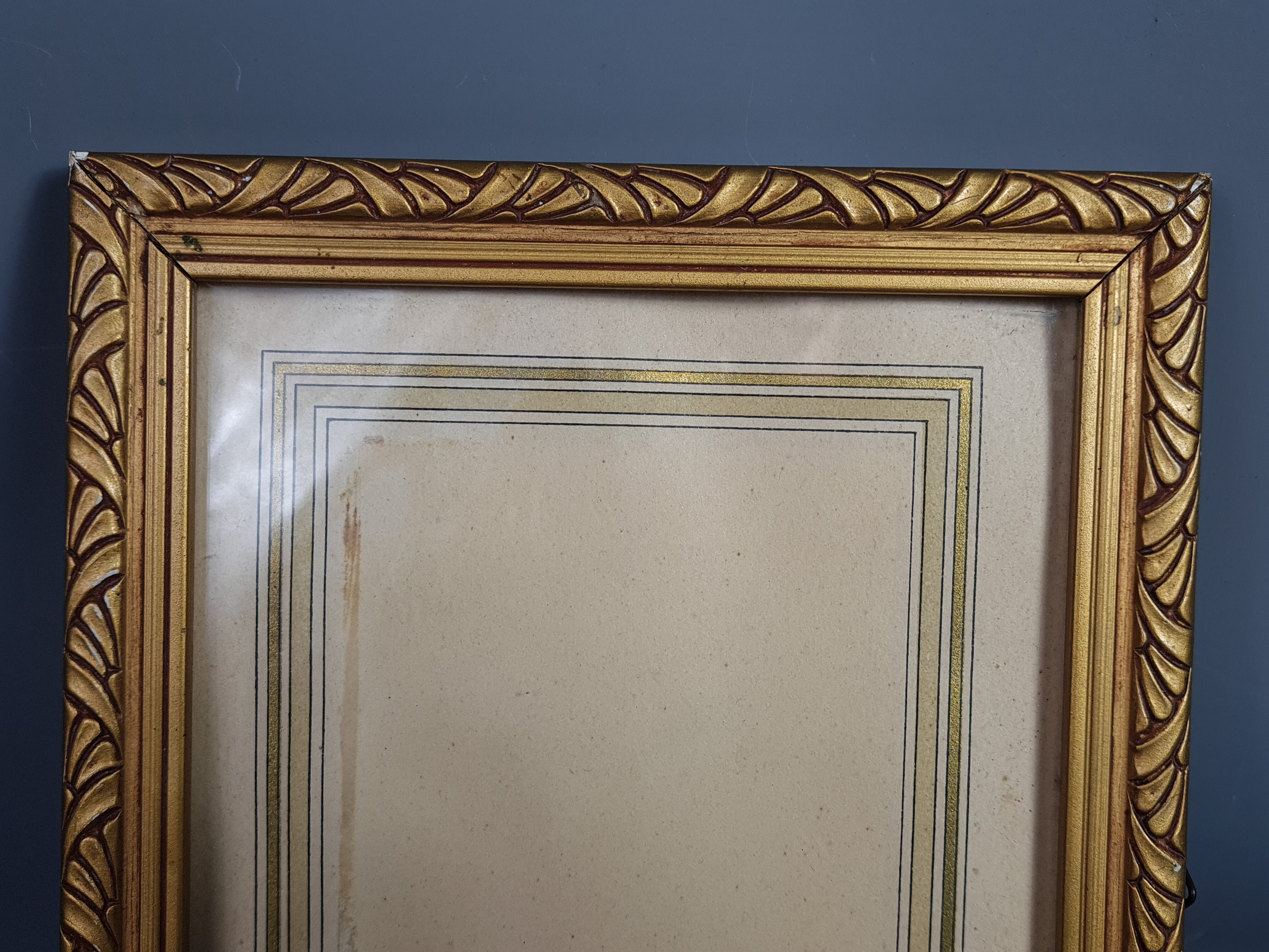 Old frame Art Deco gilded stucco wood 22.5x17.5 cm, foliage 14.9x19.9 cm SB