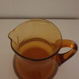 Large pitcher bubbled glass amber