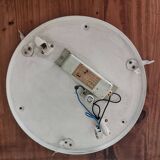 Large Italian glossy white acrylic minimalist pill flush mount ceiling fixture lamp. 1960s
