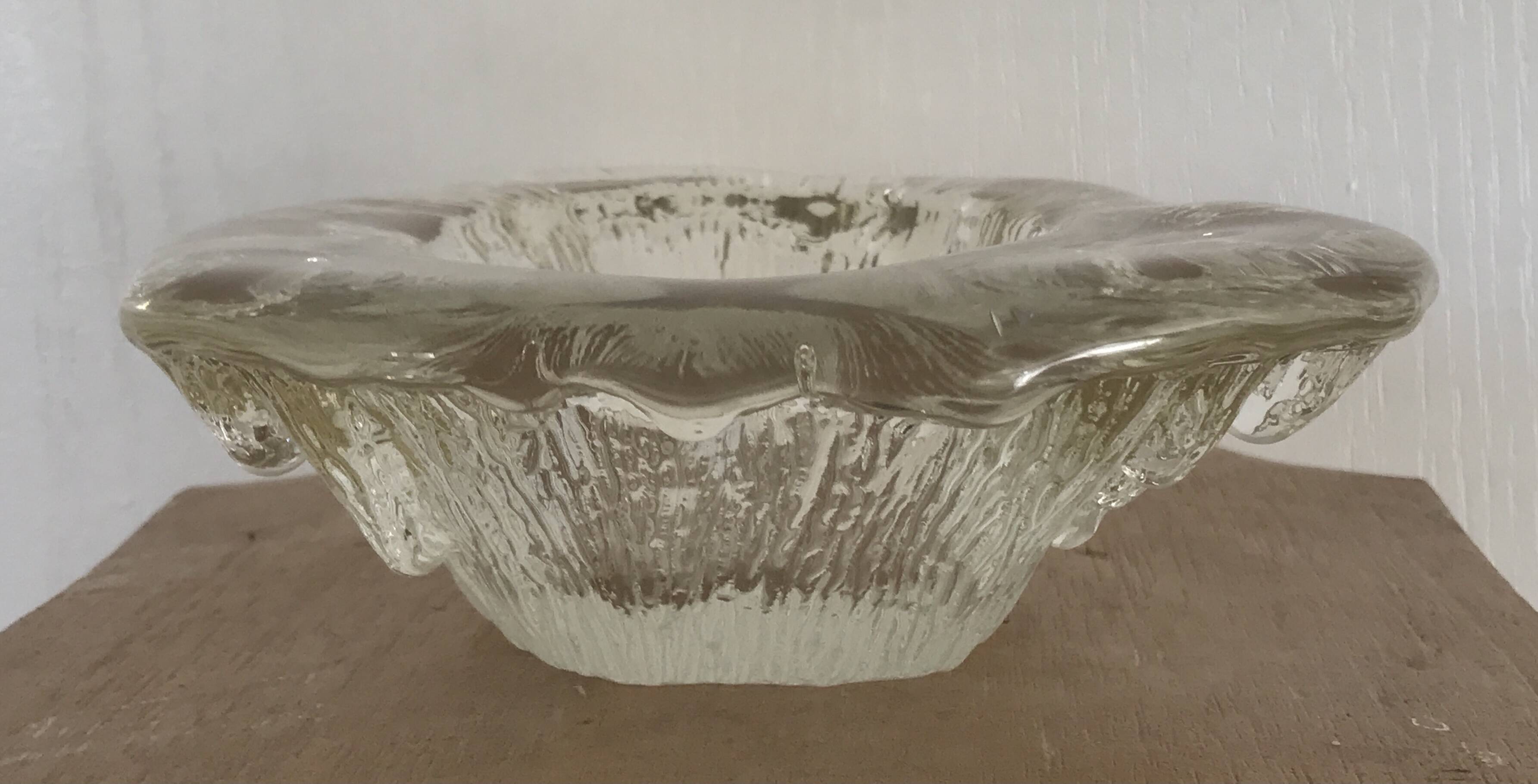 Blenko ashtray, pocket emptier in modernist glass, brutalist design, 1960