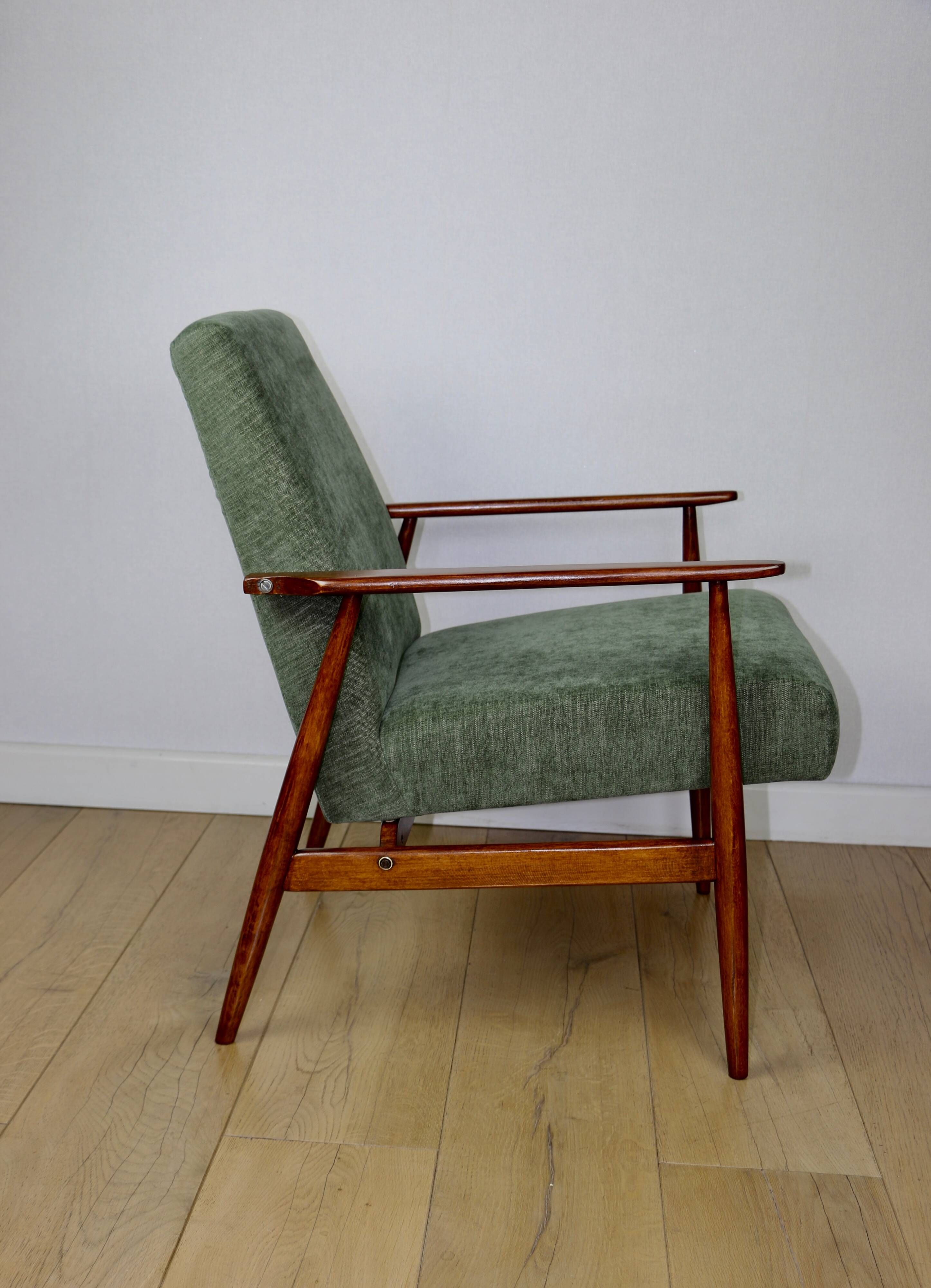 Armchair 'Lis', 1970s olive green design by Henryk Lis - 2 pieces available