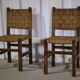 Pair of Brutalist chairs with braided rope seats, 1950s