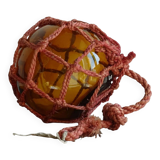 Flotteur de pêche vintage français en verre ambré