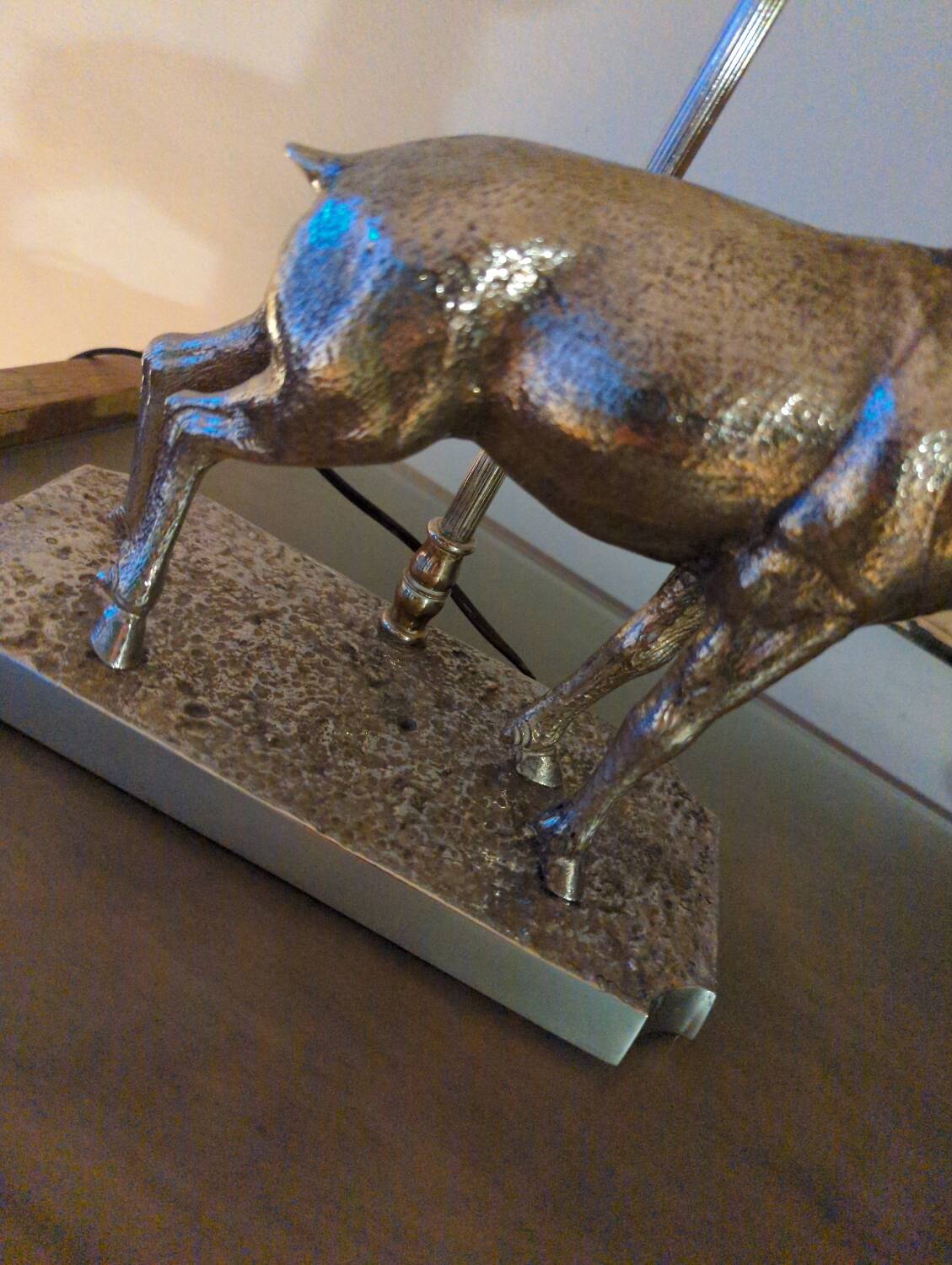 Vintage silvered bronze deer lamp