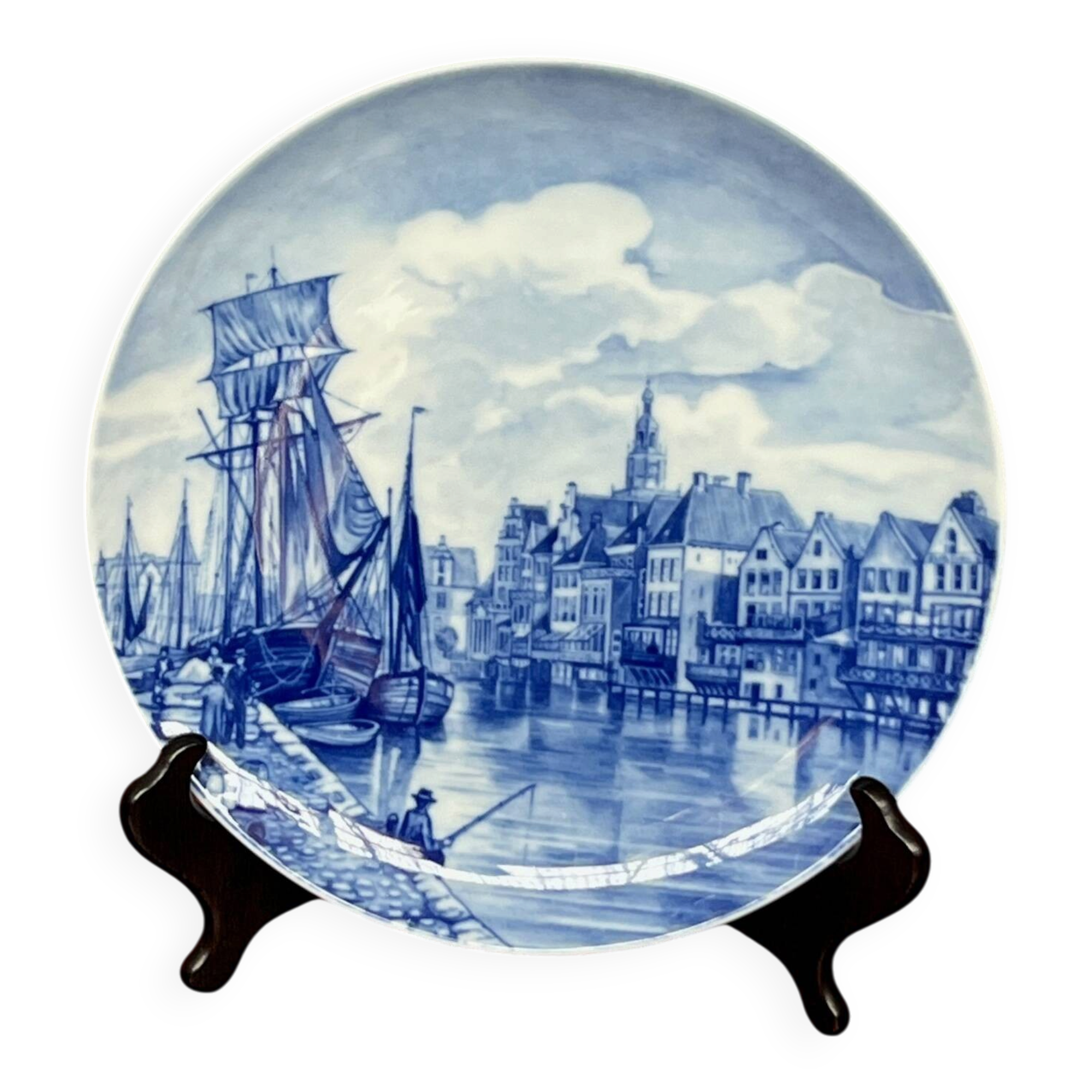 Collection plate Fürstenberg – Emden. Hand-painted cobalt.