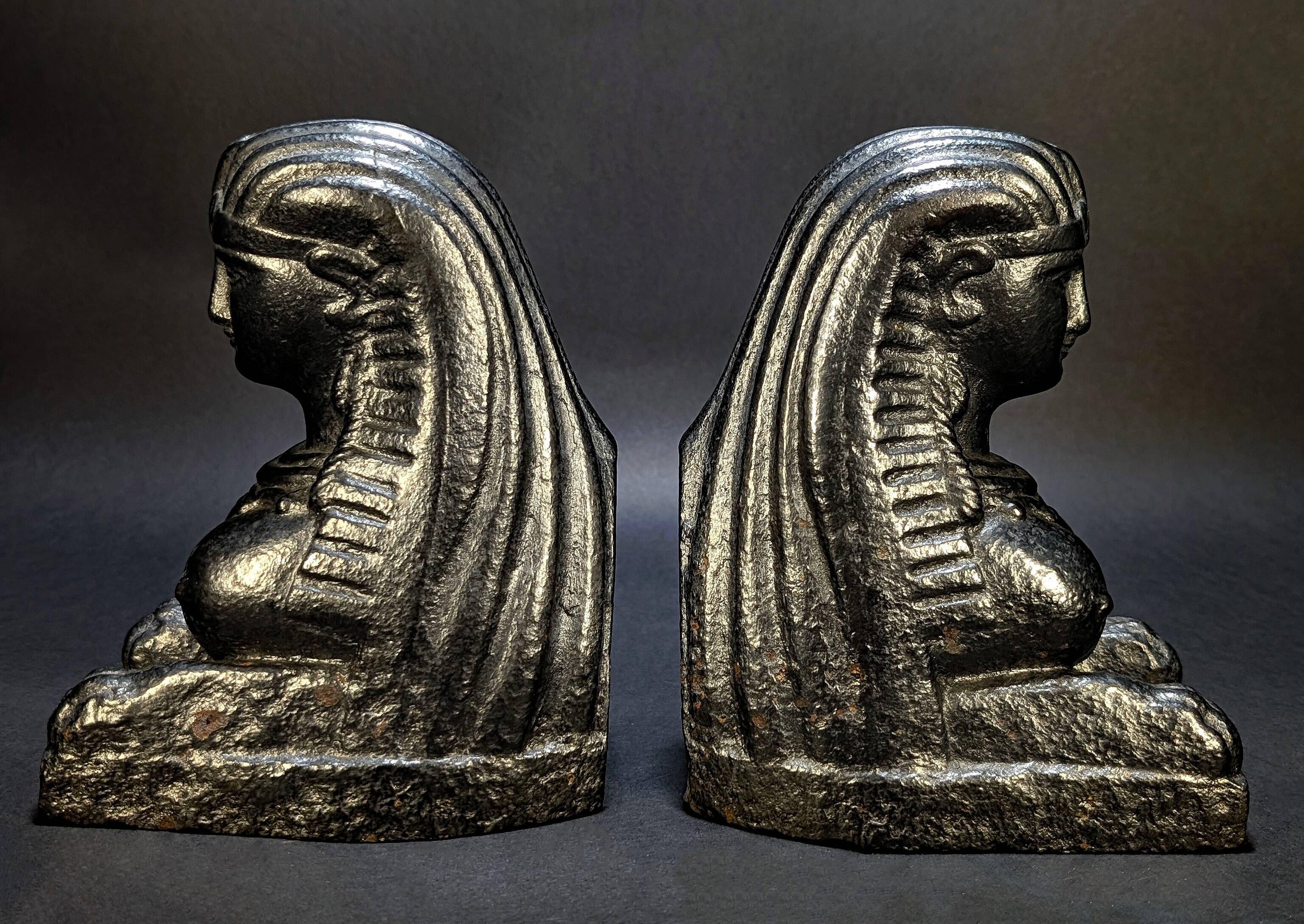 Ancient Orientalist Andirons – Assyrian Figures 18th Century