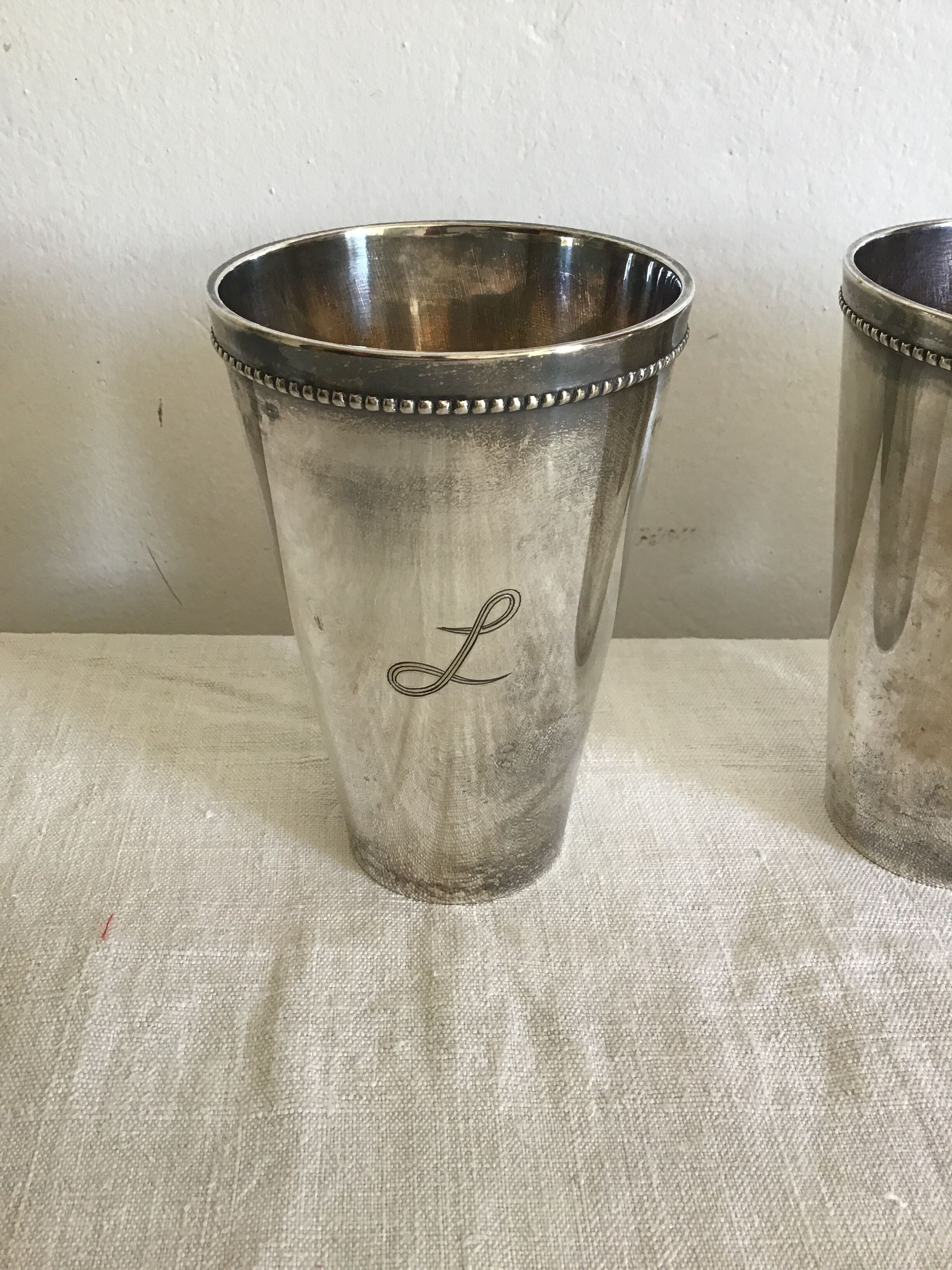 4 'love' metal vases