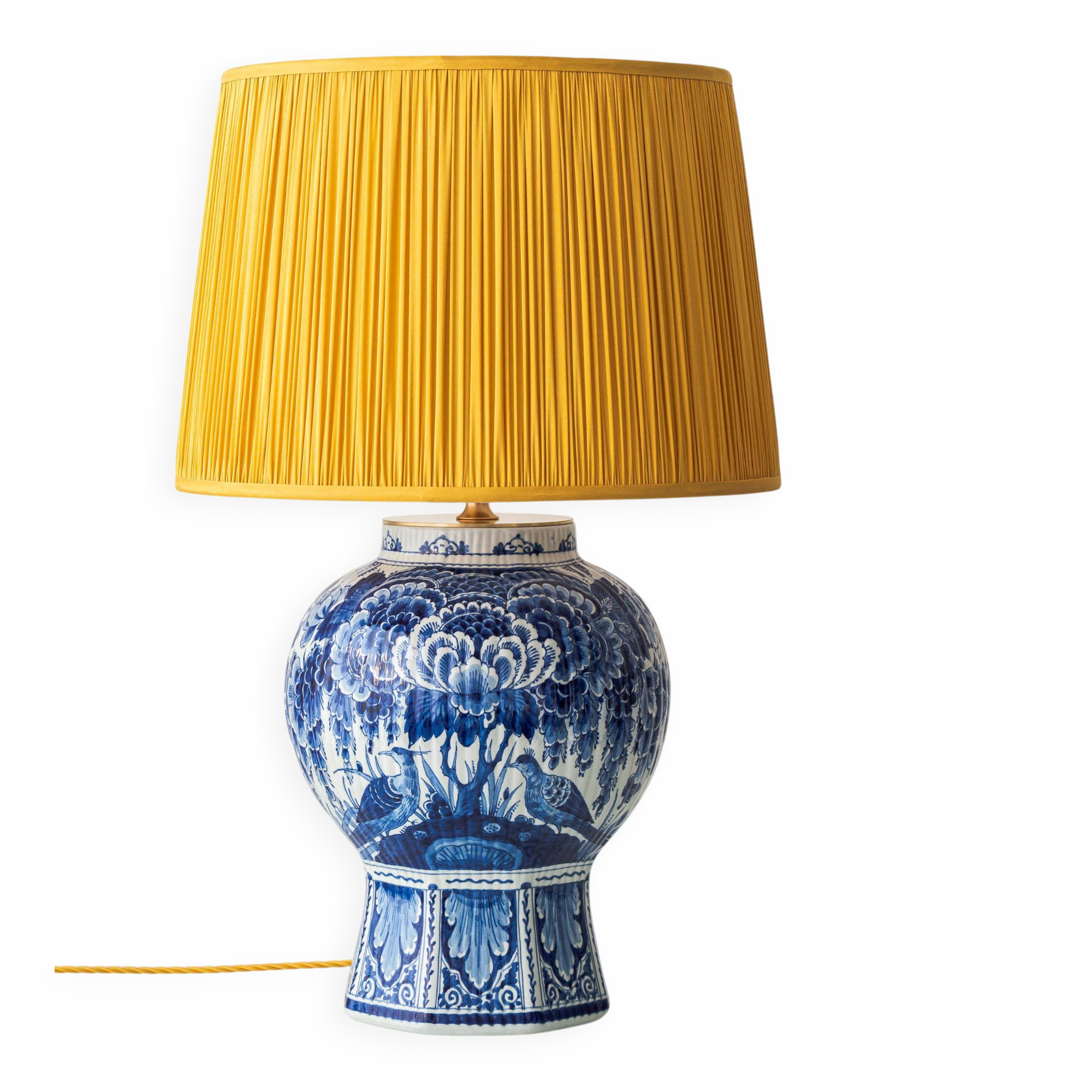 Large Royal Delft ceramic table lamp hand-painted for the 300th anniversary, 1953.