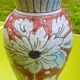 Vase in glazed ceramic decoration of flowers signed below italy - vintage 1950