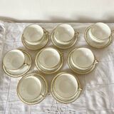 Limoges porcelain cups and saucers - Perrier Paris early 20th century