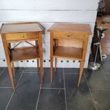 Pair of bedside tables with cherry wood lattices