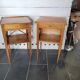 Pair of bedside tables with cherry wood lattices