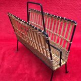 Metal and rattan magazine rack 50