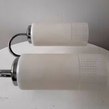 Double chrome and scandinavian teak wall lamp 50s