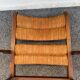 Vintage armchair in straw and brutalist wood