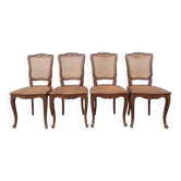 4 caned wooden chairs