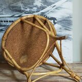 Tripod booster coffee table in rattan 50s
