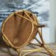 Table basse d'appoint tripode en rotin années 50