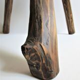 Tripod stool solid wood folk art 60s