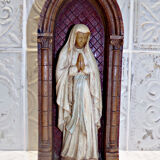 Beautiful Ancient Statue of Our Lady of Lourdes in a Niche
