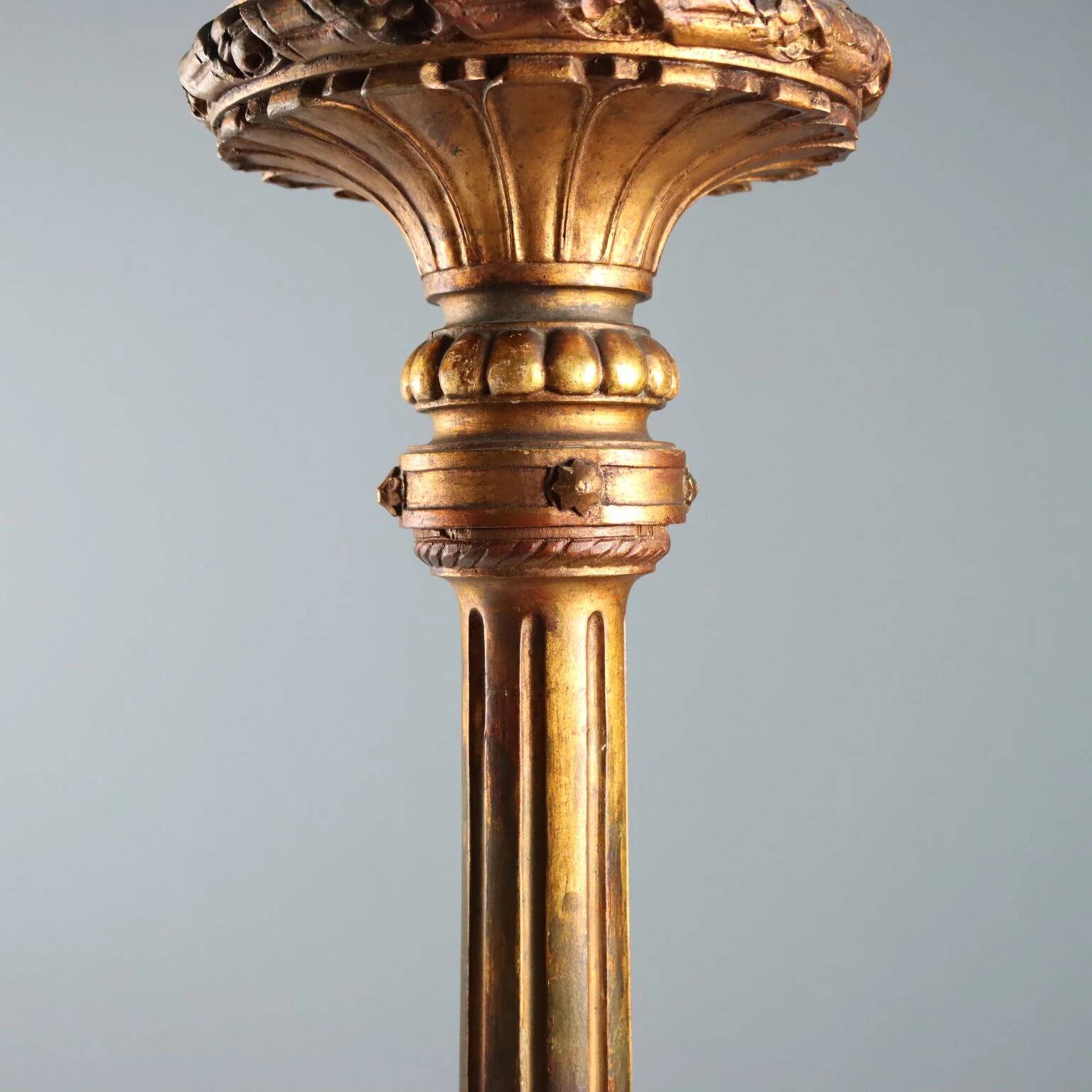 Antique neoclassical candelabrum in wood and iron, Italy, 19th century