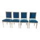 Série de 4 chaises style Louis XVI velours bleu