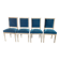 Série de 4 chaises style Louis XVI velours bleu