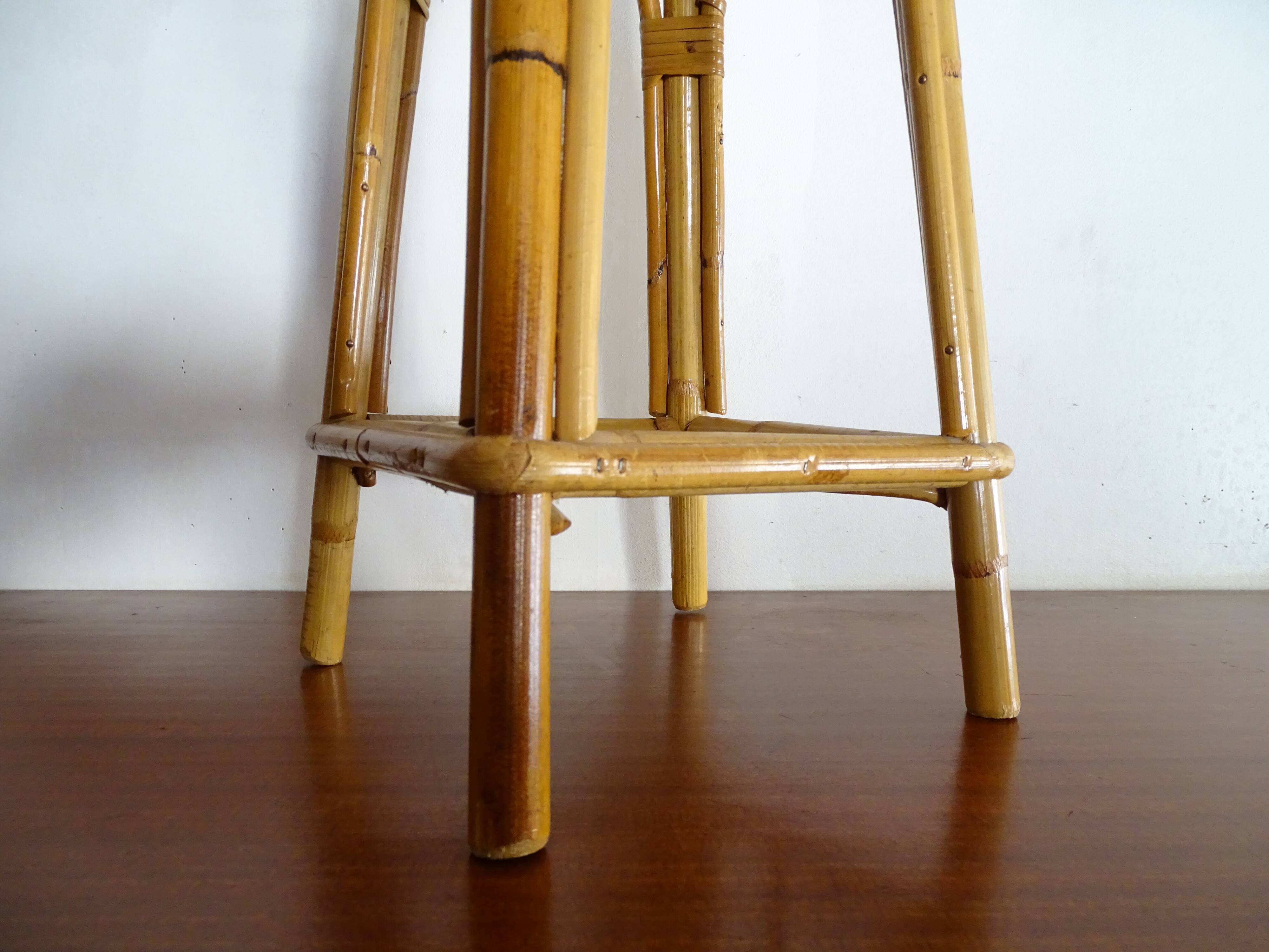Vintage rattan stool 60's 70's