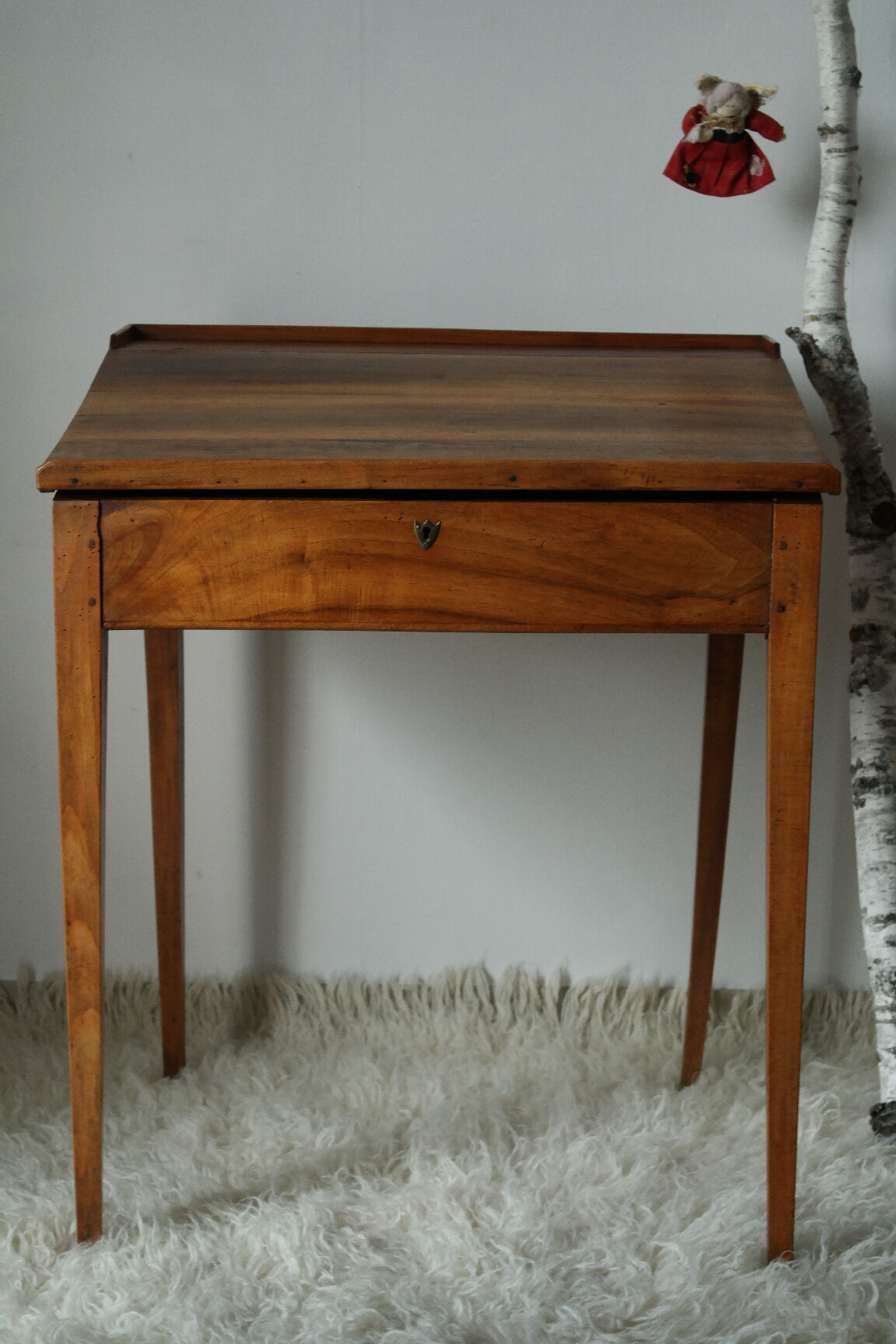Old schoolboy walnut desk