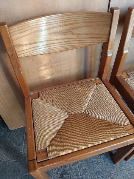 Regain - Pair of elm chairs with straw seats