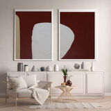 Two canvases together Rust cut pattern