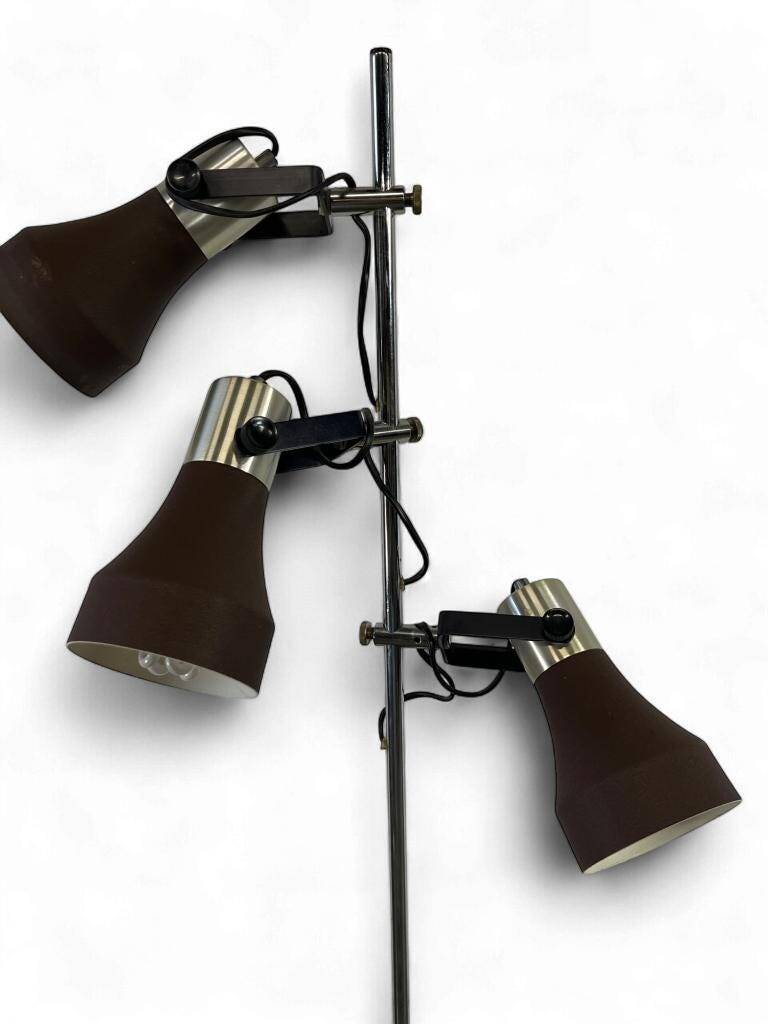 Vintage brown floor lamp with 3 spotlights