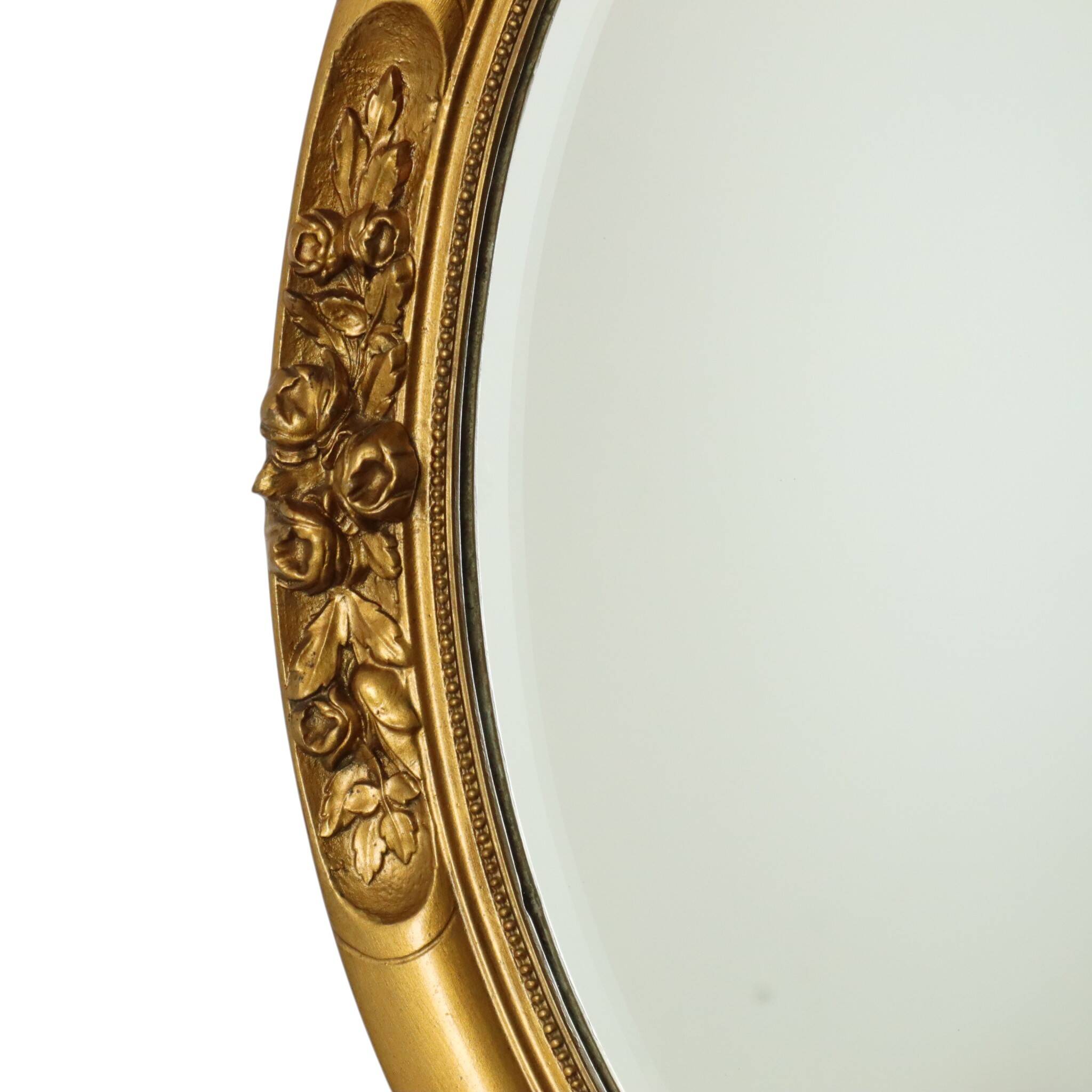 French Oval Bevelled Mirror with Rose Gold Finish 58cm