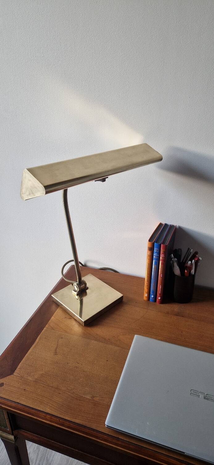 Banker style brass desk lamp 1970