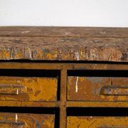 Industrial drawer unit in pine and iron – Central Europe, circa 1950