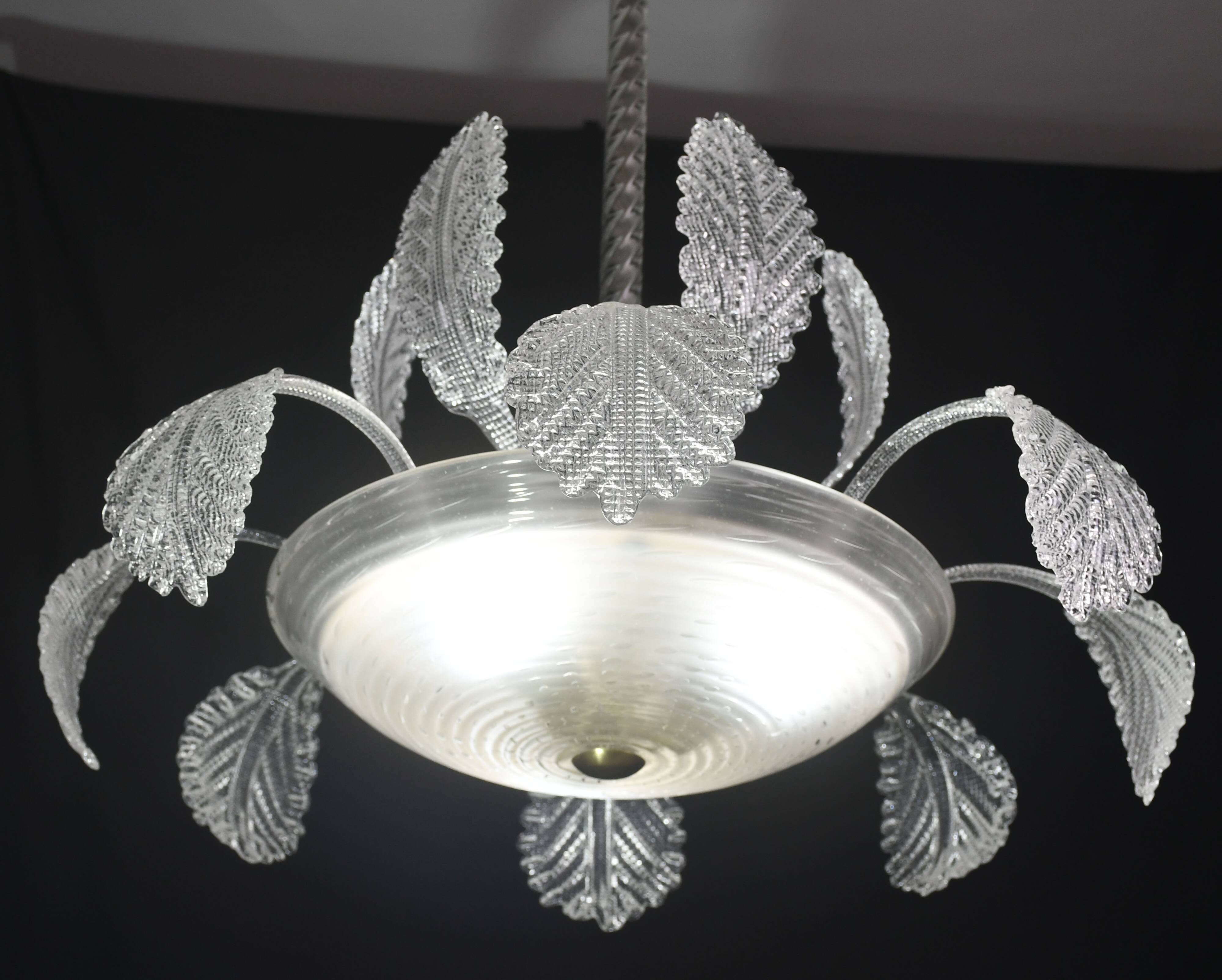 Art Deco Barovier e Toso Chandelier, Murano Glass, 1940s