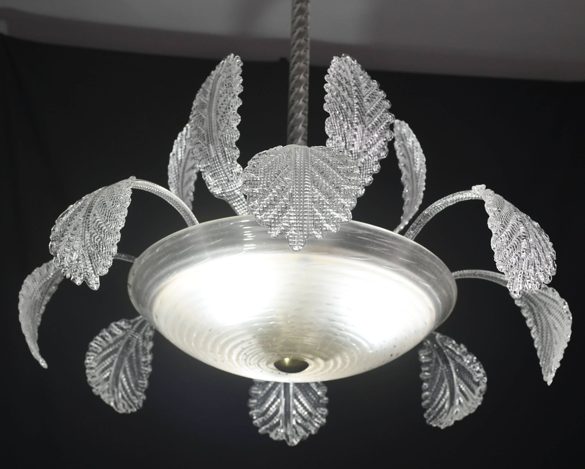 Art Deco Barovier e Toso Chandelier, Murano Glass, 1940s