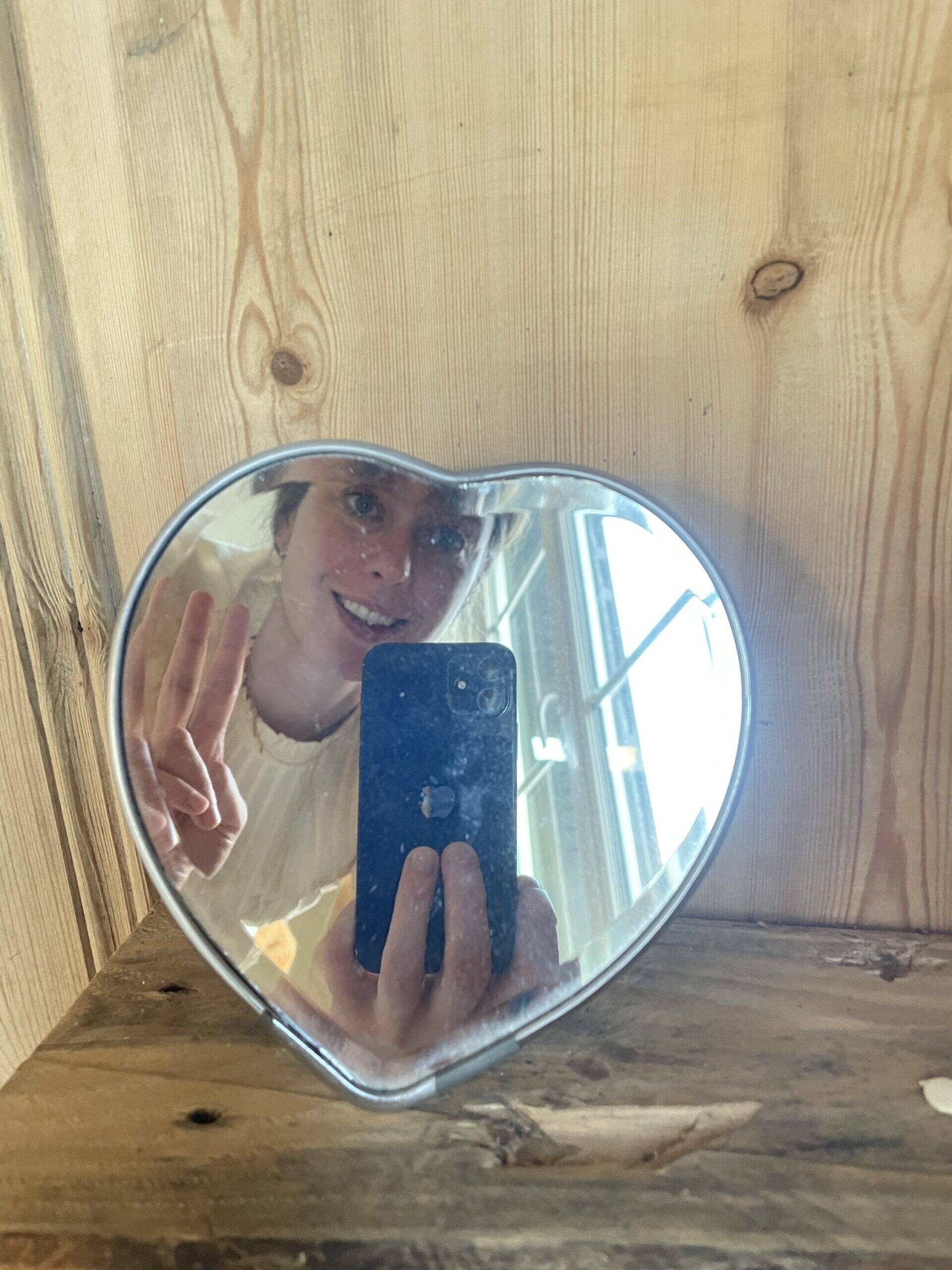 Beveled heart mirror