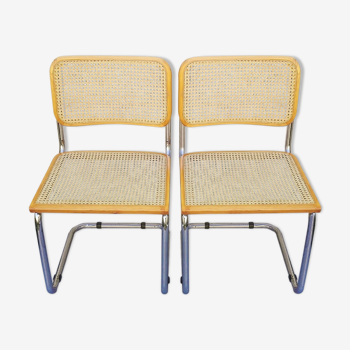 Paire chaises cesca B32 Marcel Breuer cannées