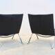 Fauteuils PK22 en cuir brun par Poul Kjærholm pour Fritz Hansen