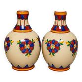 Desvres par Henri Delcourt : paire de vase Art déco signés