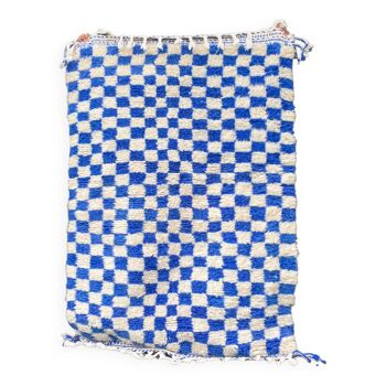 Moroccan Berber checkered carpet Klein blue and white