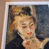 Tableau avec belle reproduction de 1938 de Renoir "Le Lecteur"