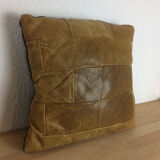 Leather patchwork cushion
