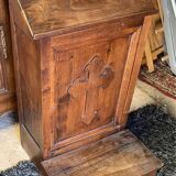 Old Prie-Dieu wooden cabinet with lectern and cross in relief