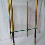 Glass and brass table. 1960. Neo-classic side table.