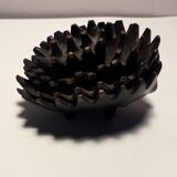 Set of trundle ashtrays in patinated bronze with 5 cups "hedgehog" attributed to Walter Bosse