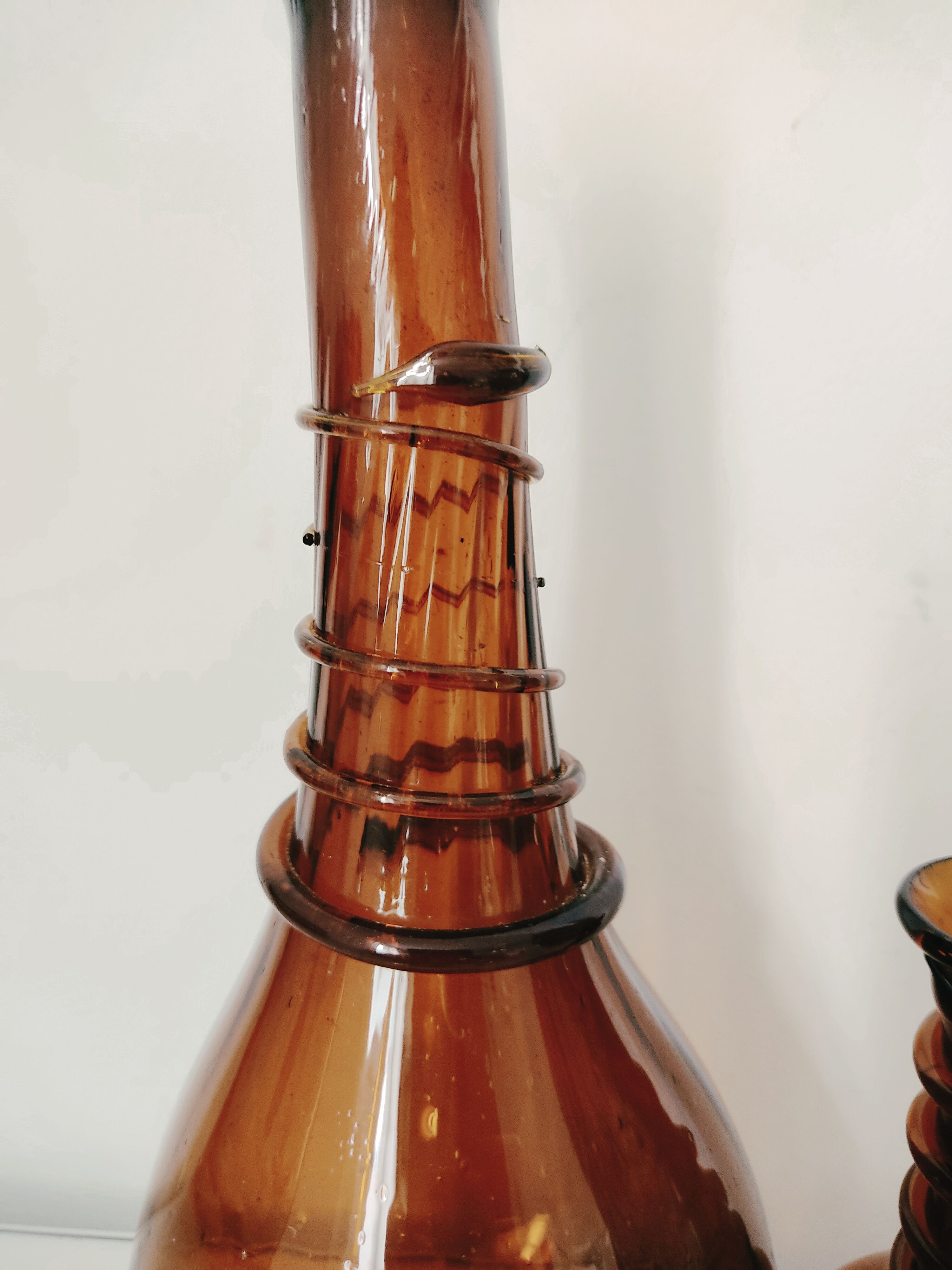 Murano, set of two brown blown glass vases