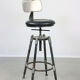 Vintage industrial metal & leather swivel bar stool